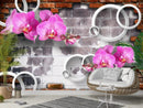 Pink Flowers With Bricks At Background wallpaper for wall