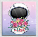 Kid Astronaut And Flowers Art