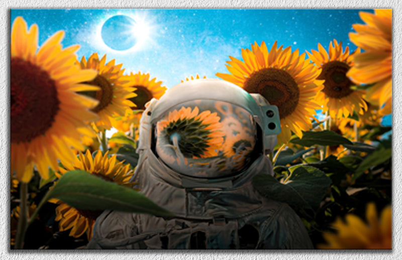 Astronaut Sunflower Art