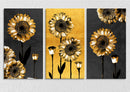 Gold And Grey Daisy Wall Art, Set Of 3