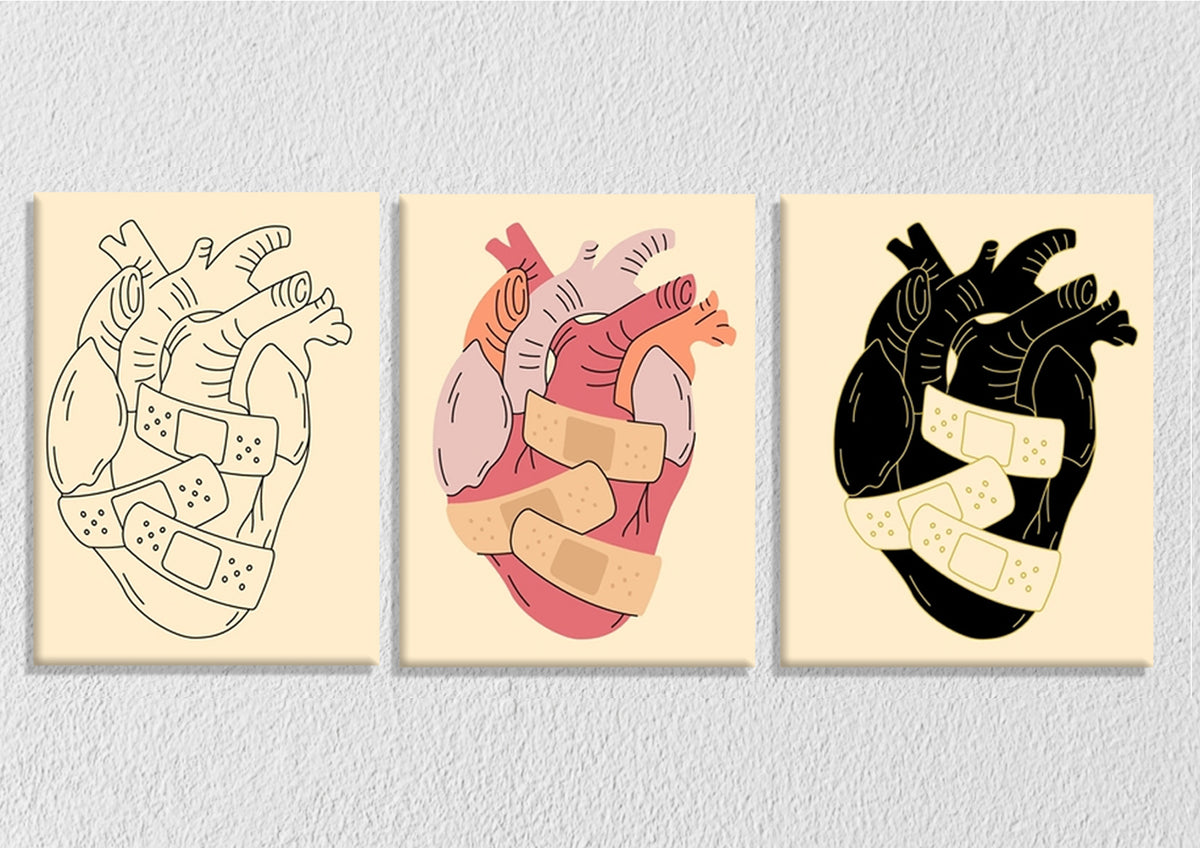 3 Forms Of Heart Wall Art, Set Of 3