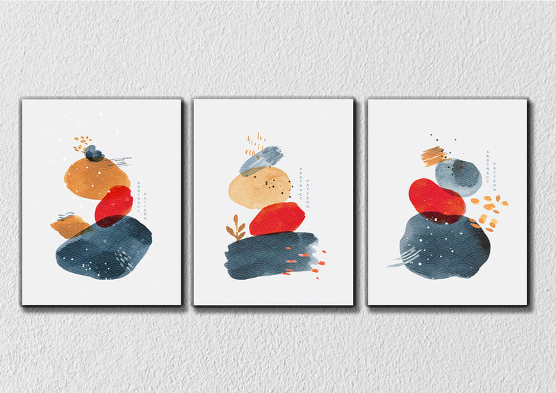 Water Colour Pebble, Set Of 3