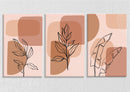 Peach And Pink Foliage Line Art, Set Of 3