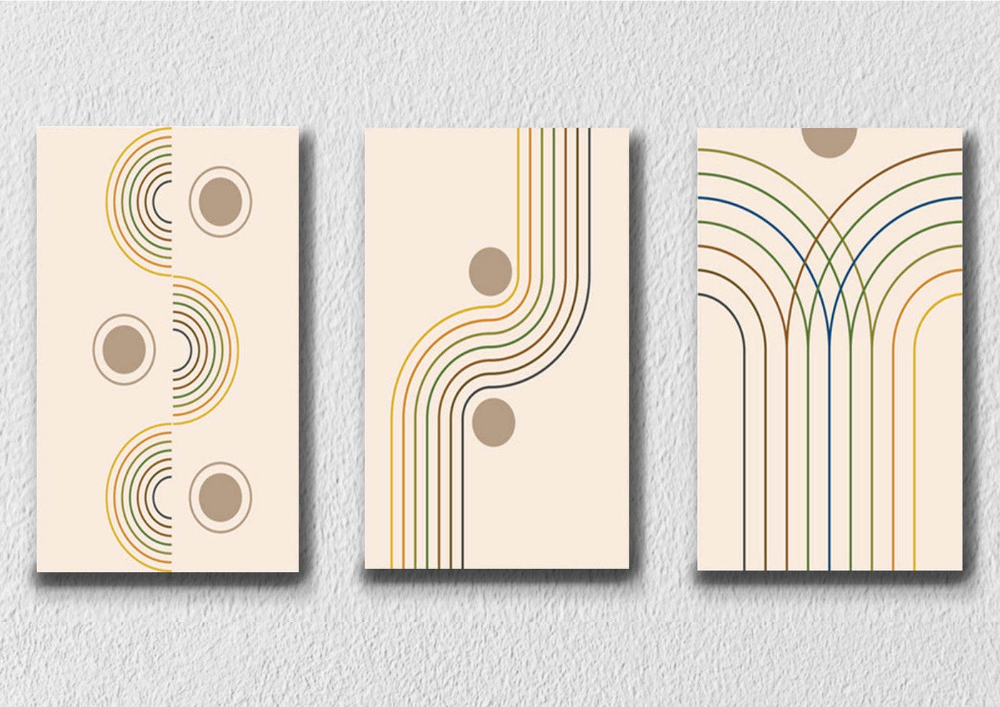 Beige Lines Art, Set Of 3