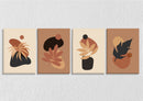 Boho Leaf And Colourblock Wall Art, Set Of 4