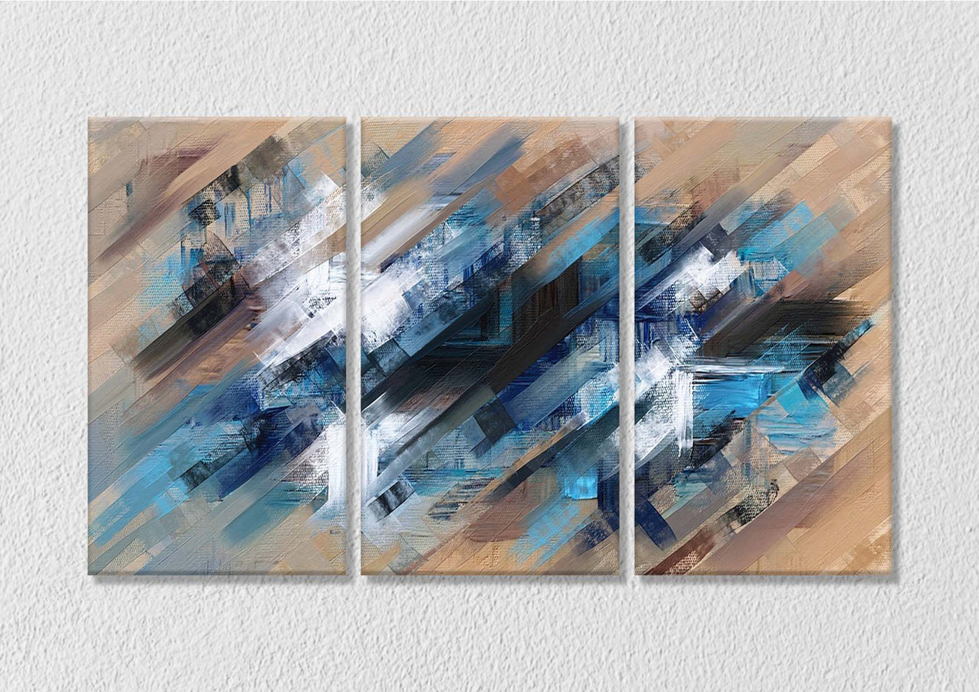 Painting Blue Beige Wall Art, Set Of 3