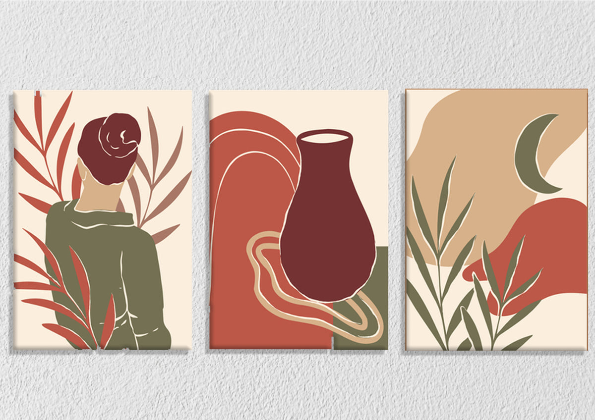 Abstract Silhoettes Wall Art, Set Of 3