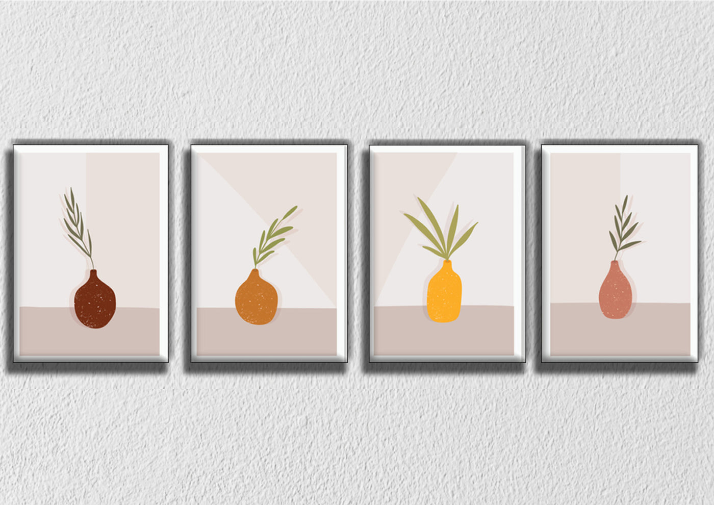 Leaf In Vase Wall Art, Set Of 4