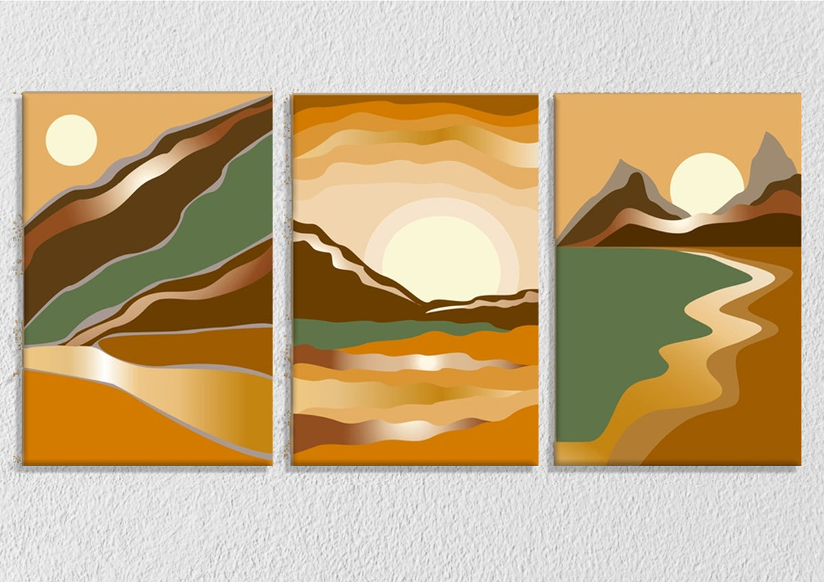 Colour Block Landscapes, Set Of 3