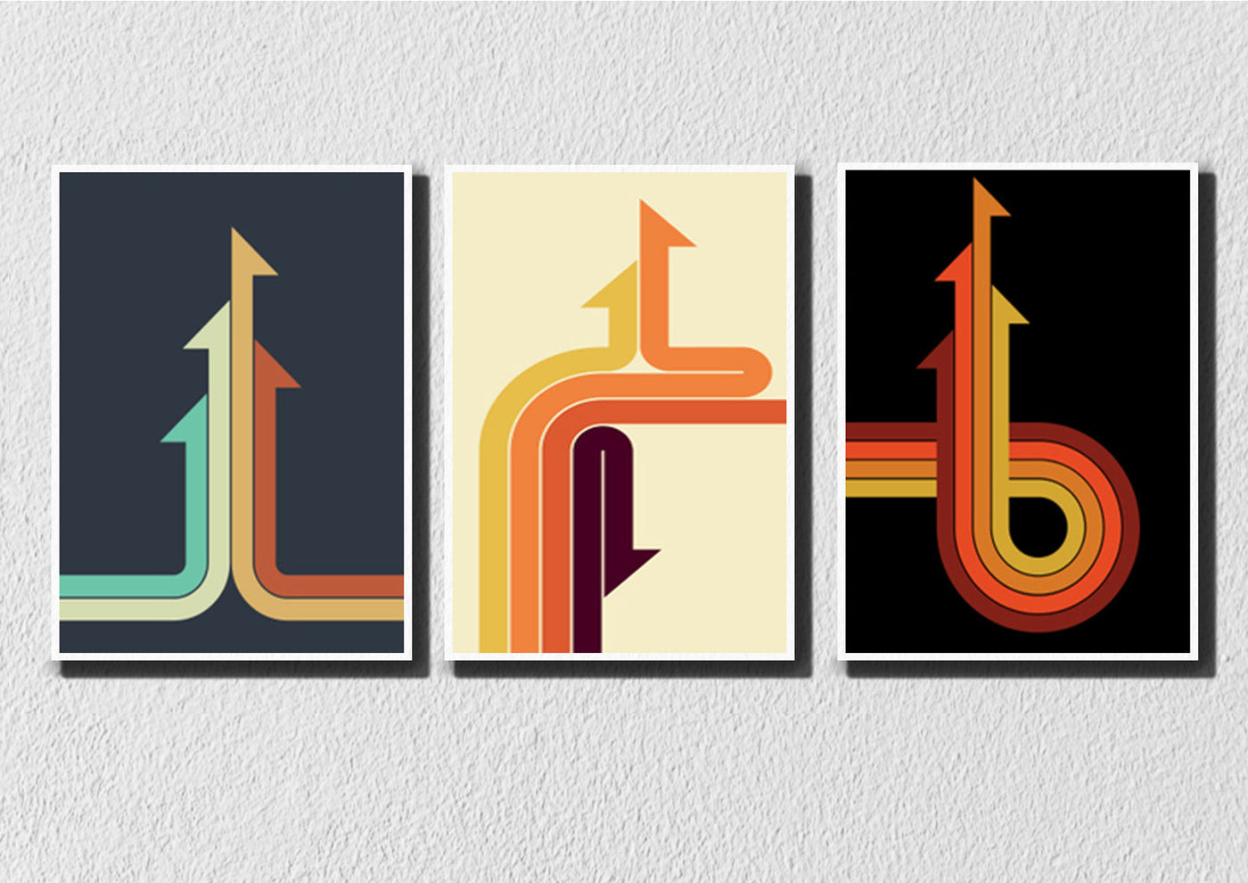 Arrow Lines Art, Set Of 3