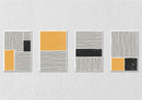 Yellow And Black Lines Design Wall Art, Set Of 4