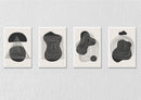 Black Concentric Figures Wall Art, Set Of 4