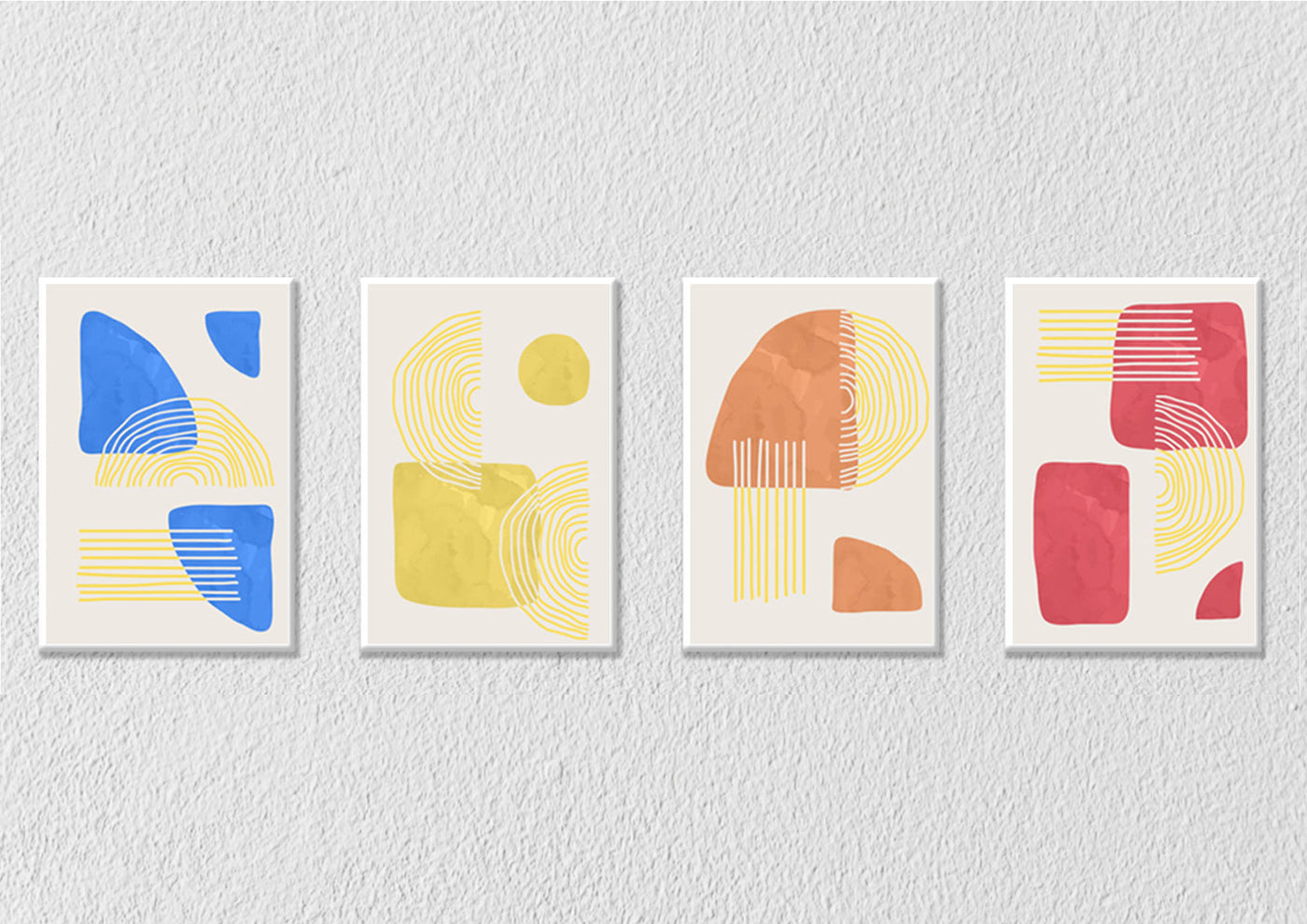 Colourful Concentric Design Wall Art 1, Set Of 4