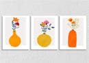 Citrus Vases Flower Bunch Wall Art, Set Of 3
