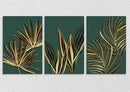 Gold And Green Leaf Line Art, Set Of 3