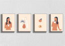 Peach And Woman Wall Art, Set Of 3