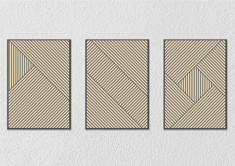Geometric Lines Illusion Wall Art, Set Of 3