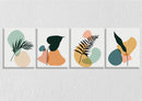 Boho Leaf Wall Art, Set Of 4