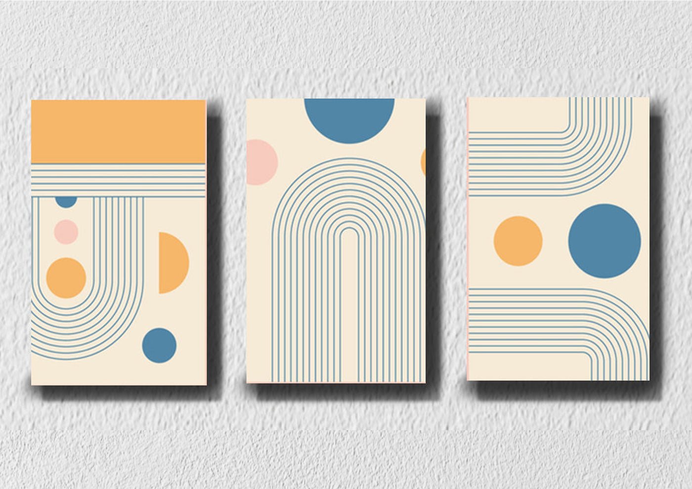 Blue Lines Art, Set Of 3