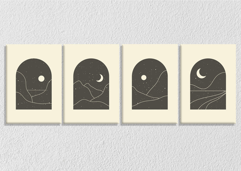 Phases Of Moon Wall Art, Set Of 4