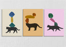 Abstract Black Cat Wall Art, Set Of 3