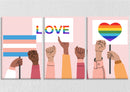 LGBTQ Pride Love Is Love Wall Art, Set Of 3