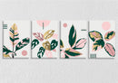 Pink And Green Foliage Wall Art, Set Of 4