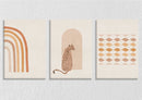 Abstract Peach And Beige Tiger Wall Art, Set Of 3