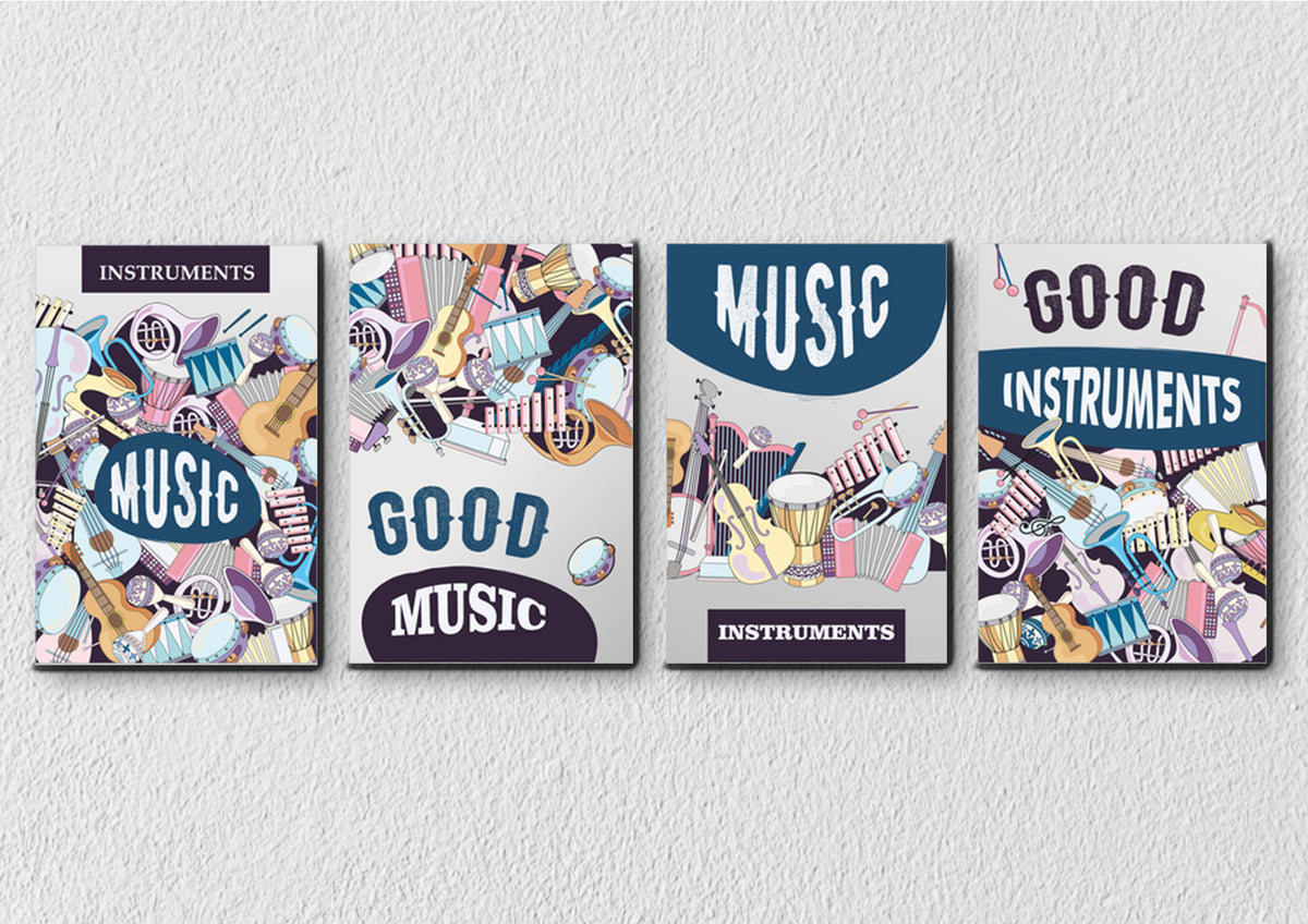 Abstract Music Art, Set Of 4