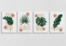 Leaf Foliage On Colour Block, Set Of 4