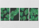 Monstera Leaves Art on Black, Set Of 4