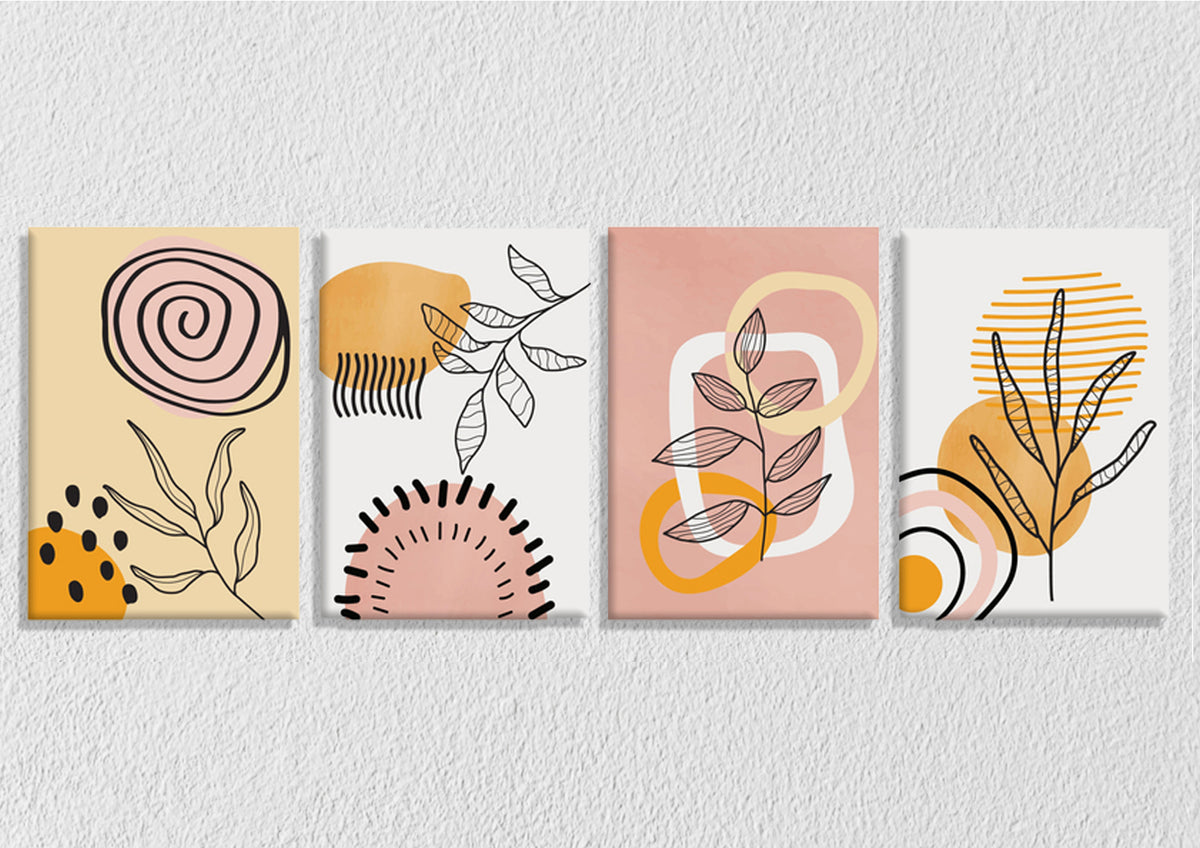 Abstract Foliage Line Art, Set of 4