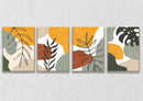 Colour Block Bohemian Leaves Art, Set Of 4
