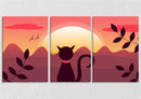 Cat And The Sunset Wall Art, Set Of 3