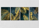 Coconut Leaves Art On Black, Set Of 4