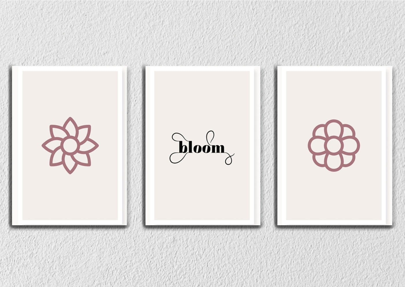 Flora and Bloom Line Art, Set Of 3