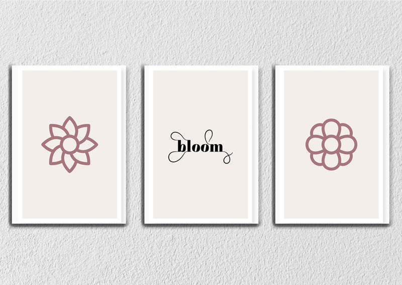Flora and Bloom Line Art, Set Of 3