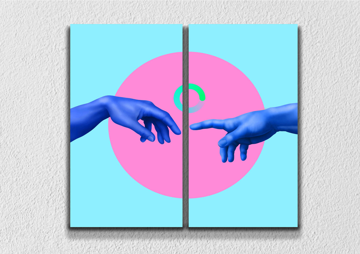 Hands Meeting Art, Set Of 2