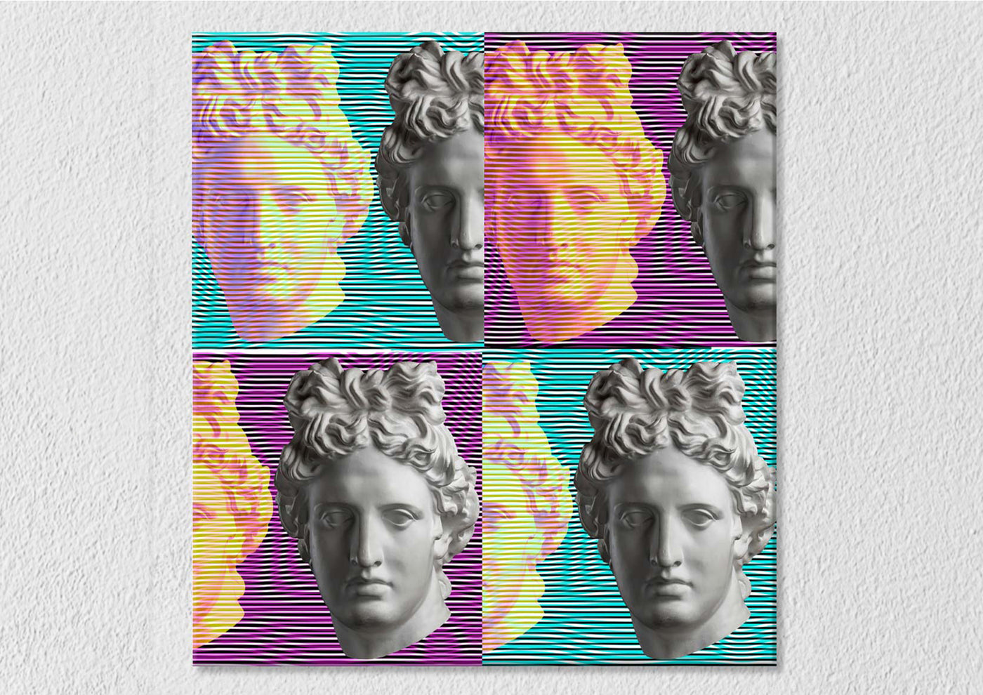 Square Antique Face Sculpture Art