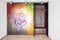 Colourful Lord Ganesh Painting Self Adhesive Sticker For Wardrobe