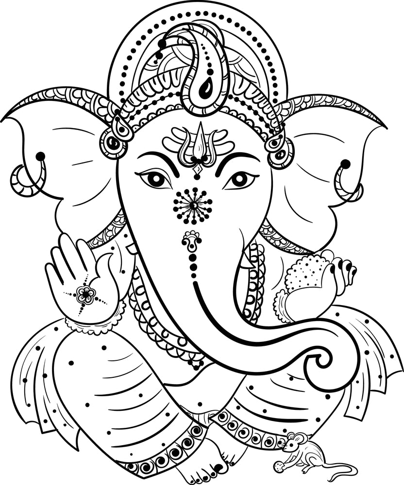 Sketch Of Ganpati On Brown Colour Painting Self Adhesive Sticker ...