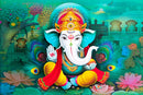 Ganpati Blessing Given Painting Self Adhesive Sticker Poster
