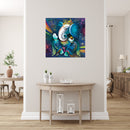 Blue Ganpati Painting Self Adhesive Sticker Poster