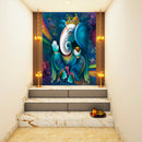 Blue Ganpati Painting Self Adhesive Sticker Poster