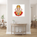 Ganpati On Lotus Painting Self Adhesive Sticker Poster
