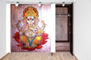 Ganpati On Lotus Painting Self Adhesive Sticker For Wardrobe