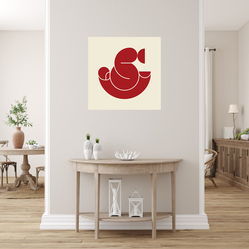Red Art Ganpati Self Adhesive Sticker Poster