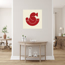 Red Art Ganpati Self Adhesive Sticker Poster