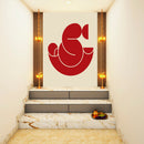 Red Art Ganpati Self Adhesive Sticker Poster