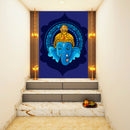 Ganpati On Purple Background Painting Self Adhesive Sticker Poster